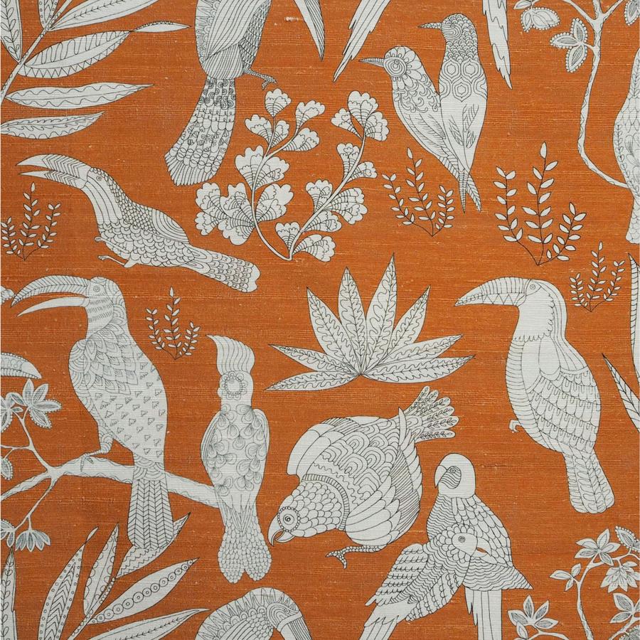 Order JAG-50063.212.0 Silk Bird Orange Novelty by Brunschwig & Fils Fabric