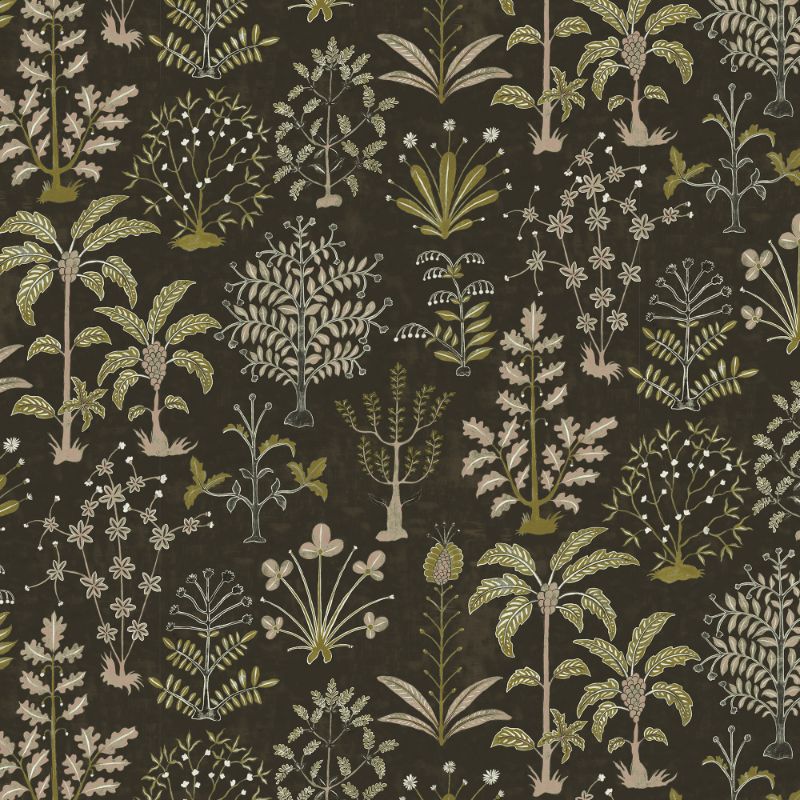 Sample - Jmw1023.31.0 | Cynthia Wp, Brown Botanical - Kravet Couture Wallpaper