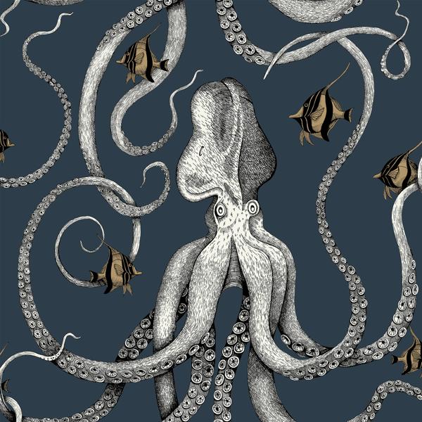 Sample - Jmw1030-01 | Octopoda Grand, Gold Animals - Kravet Couture Wallpaper - Jmw1030.01.0