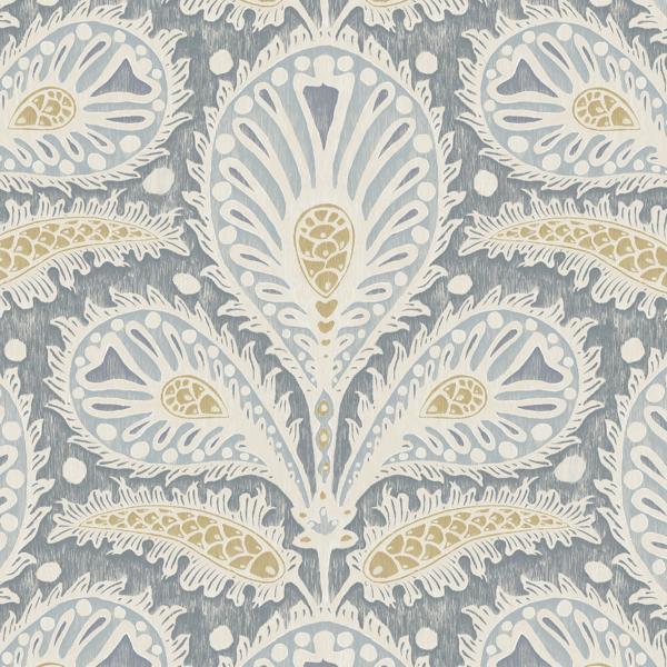 Sample - Jmw1034-41 | Ikat Clover, Blue Ikat - Kravet Couture Wallpaper - Jmw1034.41.0