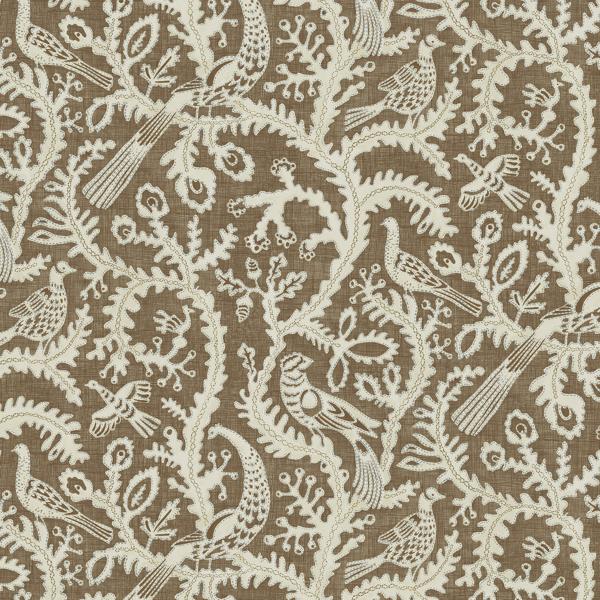 Sample - Jmw1035-21 | Stitched Birds, Brown Animals - Kravet Couture Wallpaper - Jmw1035.21.0