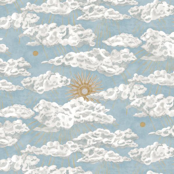 Sample - Jmw1040-01 | Cumulus Sol, Blue Novelty - Kravet Couture Wallpaper - Jmw1040.01.0