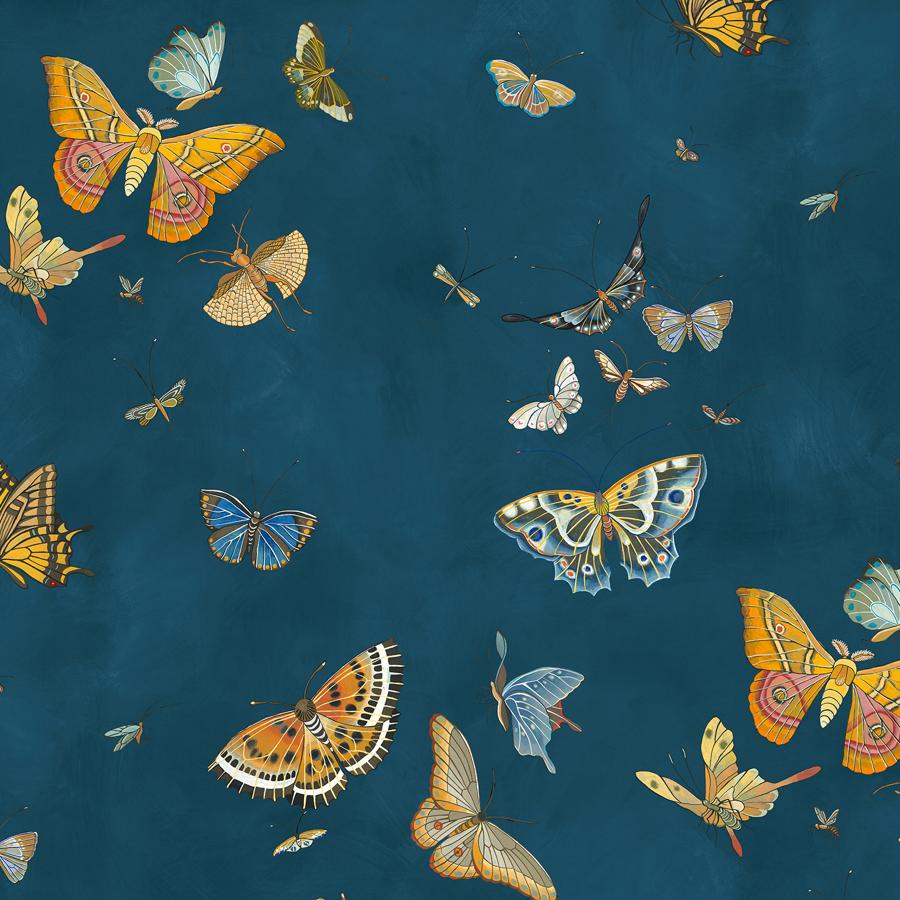 Purchase Jmw1043-21 Butterflies, Blue Insects - Kravet Couture Wallpaper - Jmw1043.21.0