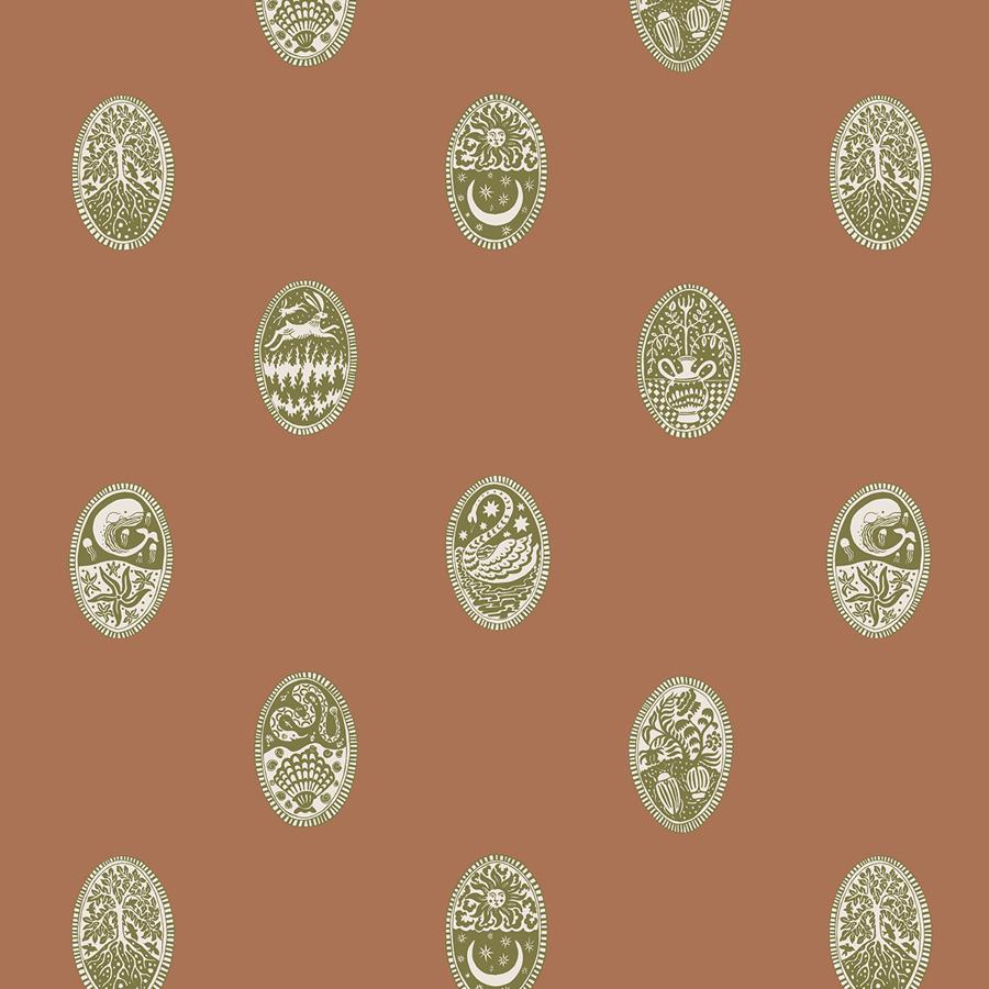 Purchase Jmwrlin-04 Linear Cameos, Brown Medallion - Kravet Couture Wallpaper - Jmwrlin.04.0