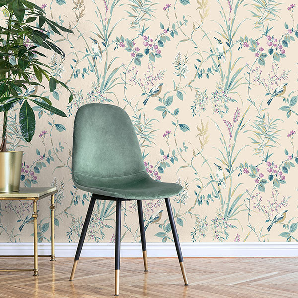Purchase M1554 Brewster Wallpaper, Mariko Teal Botanical - Medley12