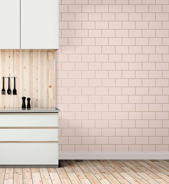 Purchase M1635 Brewster Wallpaper, Metro Rose Gold Tile - Medley12