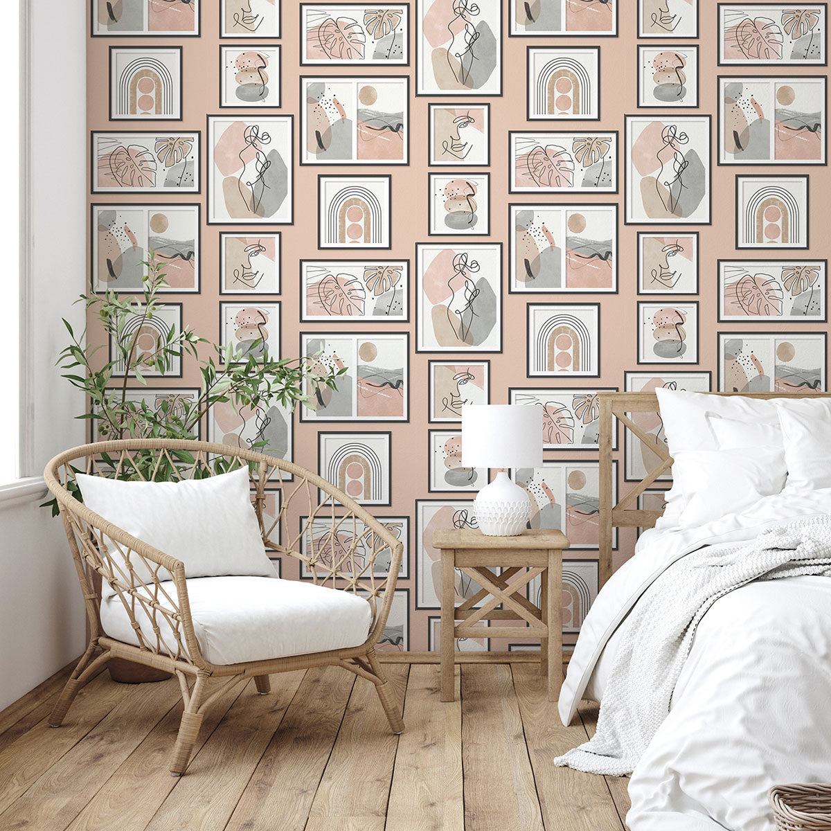 Purchase M1714 Brewster Wallpaper, Krasner Pink Gallery - Medley12