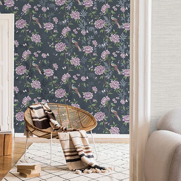Purchase M1723 Brewster Wallpaper, Akina Navy Floral - Medley12