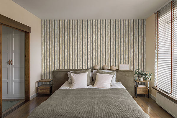 Purchase M1752 Brewster Wallpaper, Oxidize Neutral Vertical Slats - Medley12
