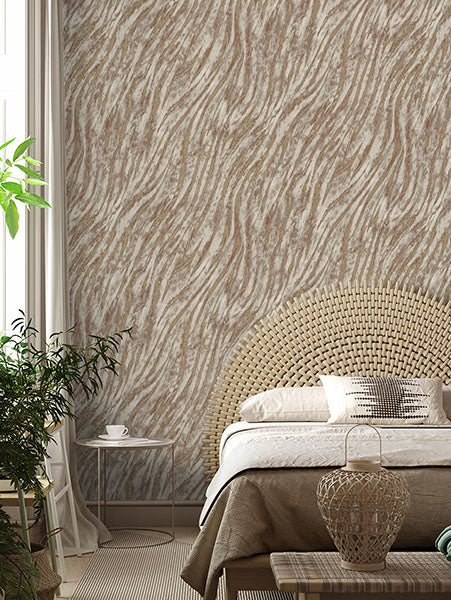 Purchase M1862 Brewster Wallpaper, Arran Rose Gold Swirling Stripe - Medley12