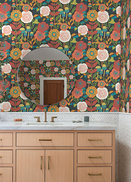 Purchase MCS6398 NuWallpaper Wallpaper, Dream Garden Dark Brown Peel & Stick - WallPops12