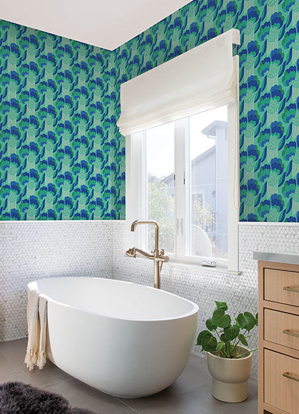 Purchase MCS6399 NuWallpaper Wallpaper, Retro Esme Aqua Peel & Stick - WallPops12