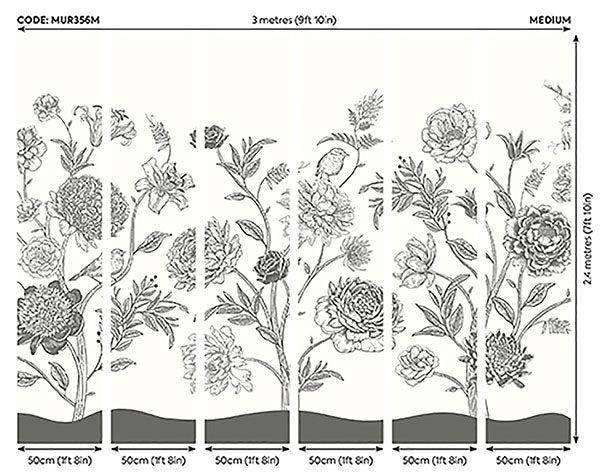 Purchase MUR356M Brewster Wallpaper, Jacobean Rose Trail - Origin Murals12