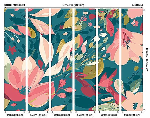 Purchase MUR363M Brewster Wallpaper, Flowing Flowers - Origin Murals12