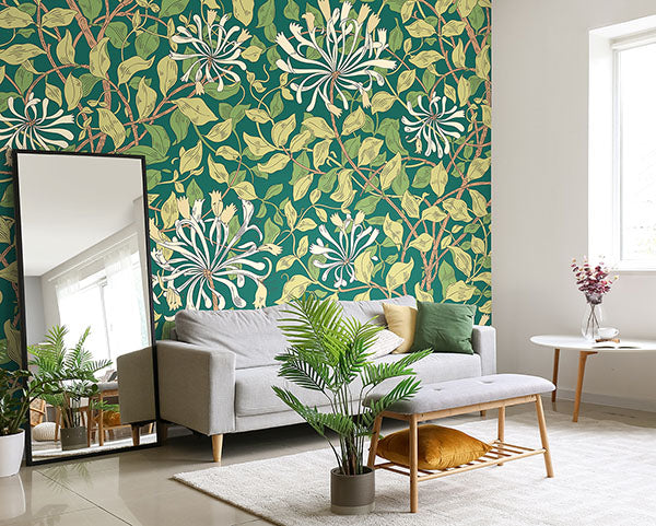 Purchase MUR383M Brewster Wallpaper, Honeysuckle - Origin Murals1