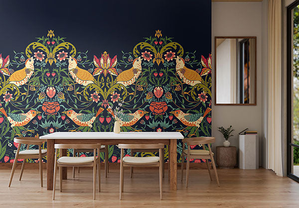 Purchase MUR397M Brewster Wallpaper, Birds, Fruit and Foliage - Origin Murals1