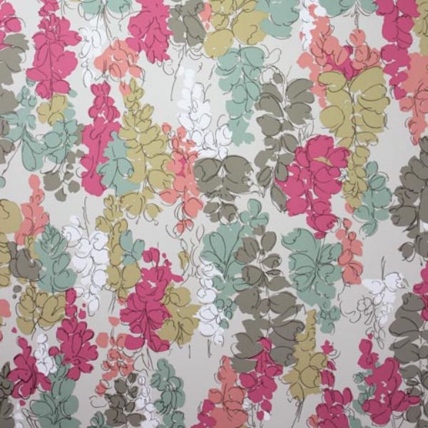 Purchase Ncw4104-05 | Woodsford Fairfield Aqua/Rose Pink - Nina Campbell Wallpaper