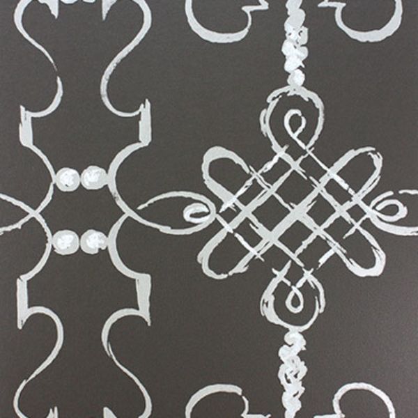 Purchase Ncw4308-01 | Les Reves Portavo Chocolate/Silver - Nina Campbell Wallpaper