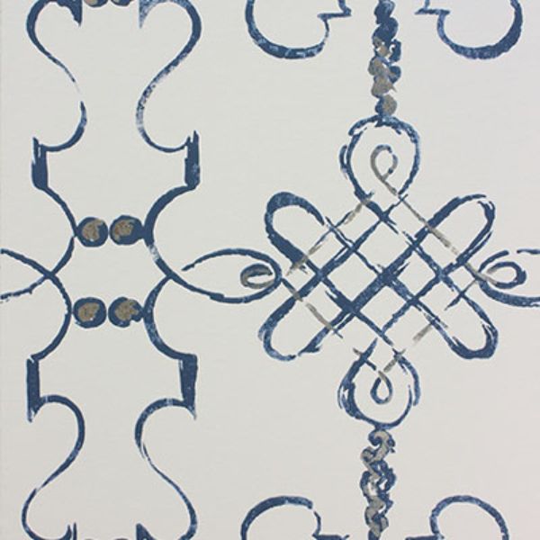 Purchase Ncw4308-03 | Les Reves Portavo Indigo/Ivory - Nina Campbell Wallpaper
