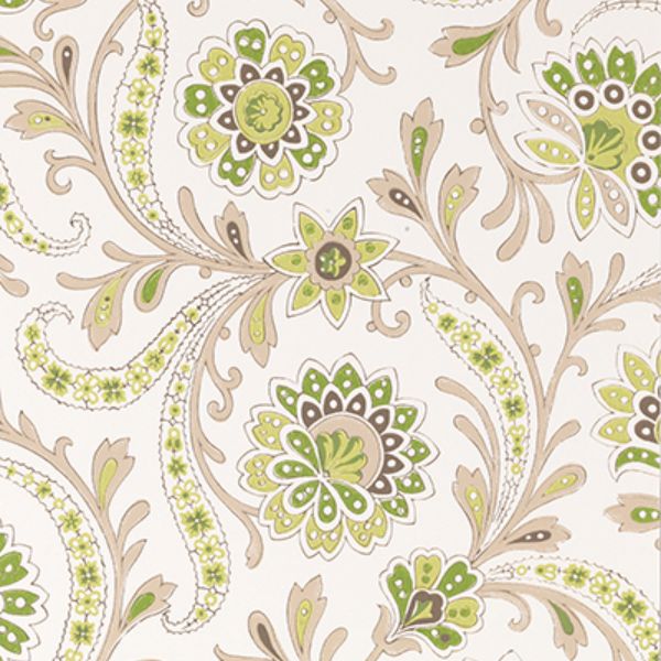 Purchase Ncw4351-04 | Les Indiennes Baville Green/Taupe - Nina Campbell Wallpaper