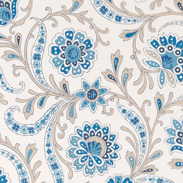 Purchase Ncw4351-05 | Les Indiennes Baville Blue/Taupe - Nina Campbell Wallpaper