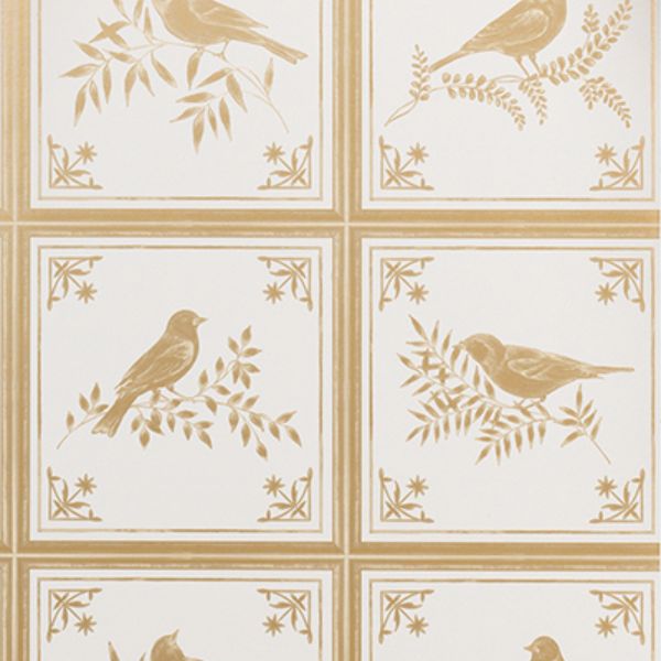 Purchase Ncw4356-01 | Les Indiennes Fortoiseau Ivory/Gold - Nina Campbell Wallpaper