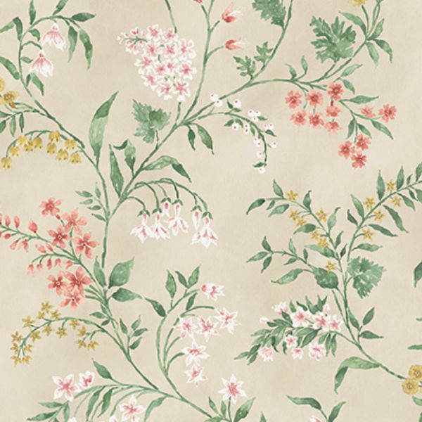 Purchase Ncw4491-03 | Signature Almora Coral/Yellow/Green - Nina Campbell Wallpaper