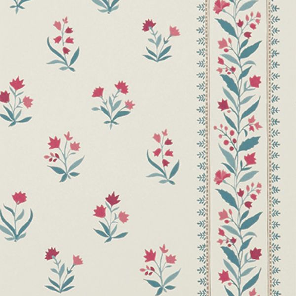 Purchase Ncw4493-01 | Signature Petit Dapuri Blue/Red - Nina Campbell Wallpaper