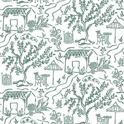 Purchase Ncw4594-01 | Honfleur La Quintinie Teal - Nina Campbell Wallpaper