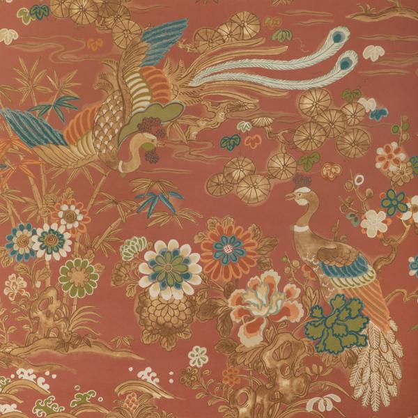 Sample - P2023124-24 | Sakura Paper, Red Chinoiserie - Lee Jofa Wallpaper - P2023124.24.0