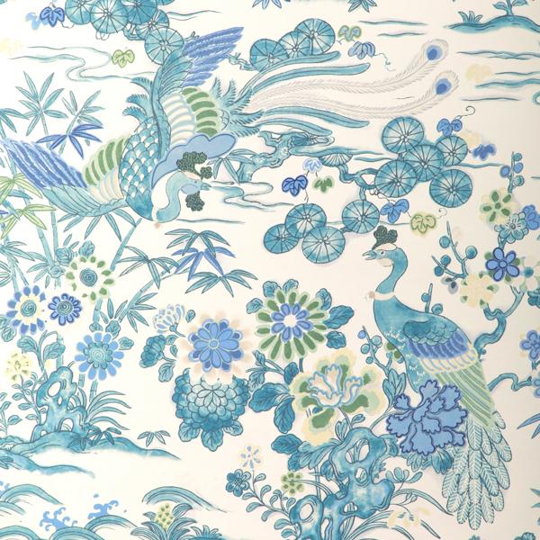 Sample - P2023124-353 | Sakura Paper, Blue Chinoiserie - Lee Jofa Wallpaper - P2023124.353.0