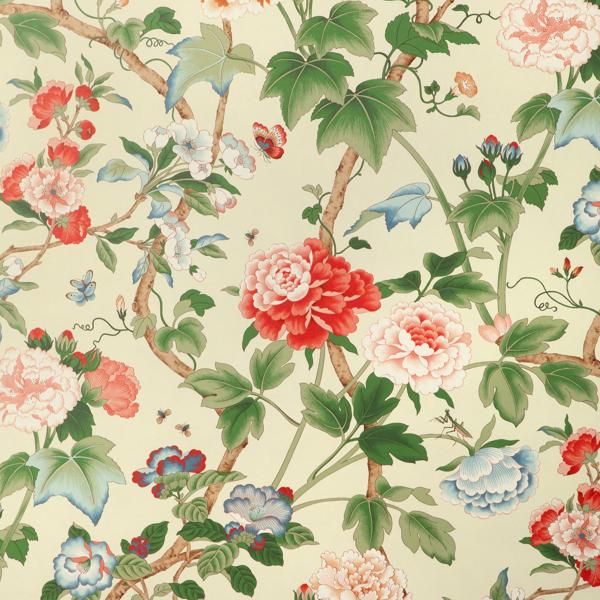 Sample - P2023128-319 | Gardenia Paper, Multi Color Floral - Lee Jofa Wallpaper - P2023128.319.0