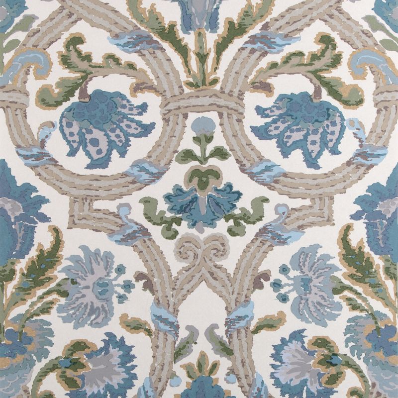 Purchase P2023130.511.0 New Sevilla Paper, Blue Damask - Lee Jofa Wallpaper