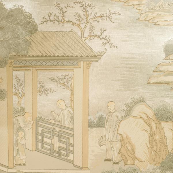 Sample - P2025103-11 | Tarim River Mica, Grey Chinoiserie - Lee Jofa Wallpaper - P2025103.11.0