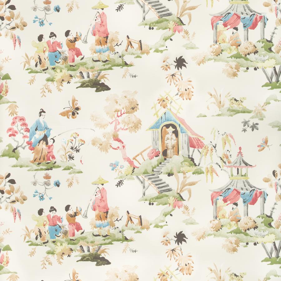 Sample P8019116.337.0 Luang Multi Color Chinoiserie Brunschwig and Fils Wallpaper