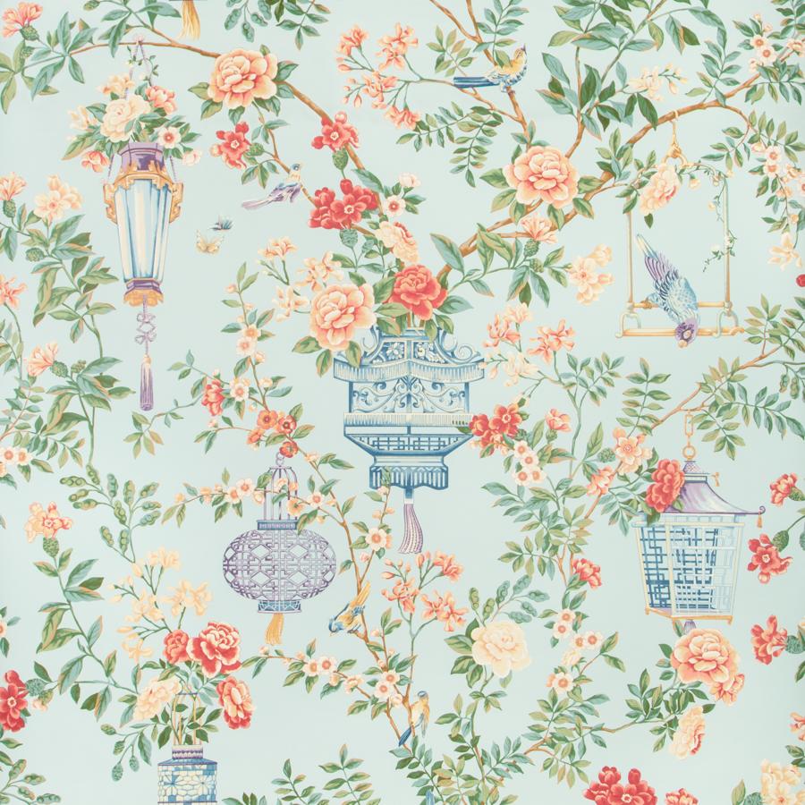 View P8019118.157.0 Jardin Fleuri Multi Color Chinoiserie by Brunschwig & Fils Wallpaper