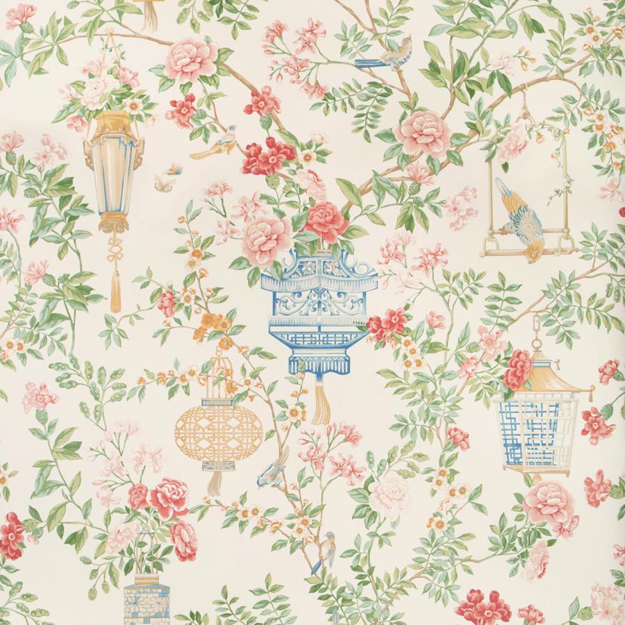 Sample P8019118.192.0 Jardin Fleuri Multi Color Chinoiserie Brunschwig and Fils Wallpaper