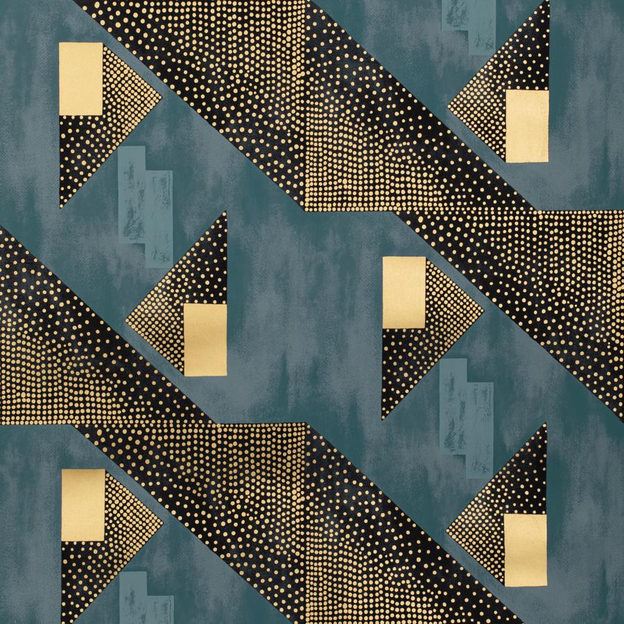 Sample P8020107.504.0 Le Tonnerre Blue Geometric Brunschwig and Fils Wallpaper