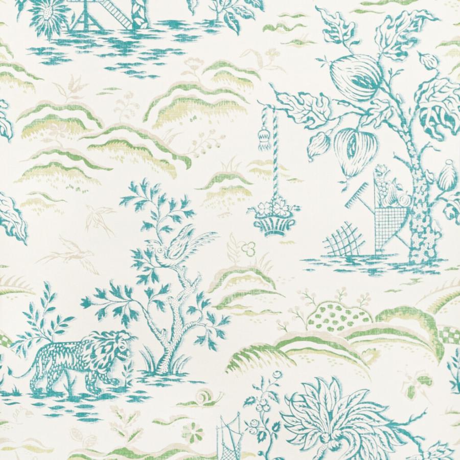 Buy P8022101.353 Valensole Teal/Leaf Botanical & Floral by Brunschwig & Fils Wallpaper