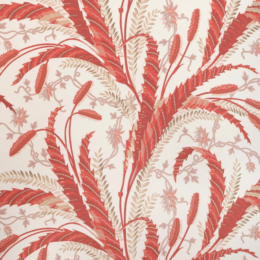 Sample - P8023101.19.0 | Vernay, Red Botanical - Brunschwig & Fils Wallpaper