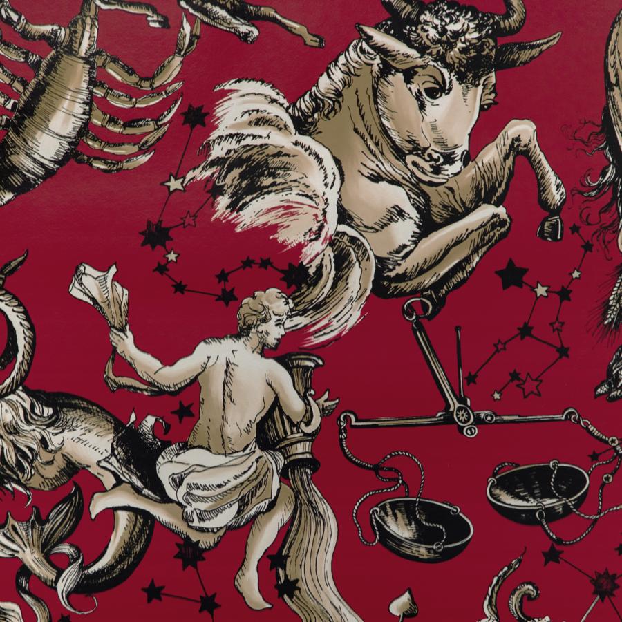 Sample - P8023110-19 | Cosmique, Red Novelty - Brunschwig & Fils Wallpaper - P8023110.19.0