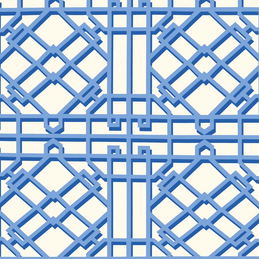 Sample - P8024109-5 | Pavilion Trellis, Blue Trellis - Brunschwig & Fils Wallpaper - P8024109.5.0