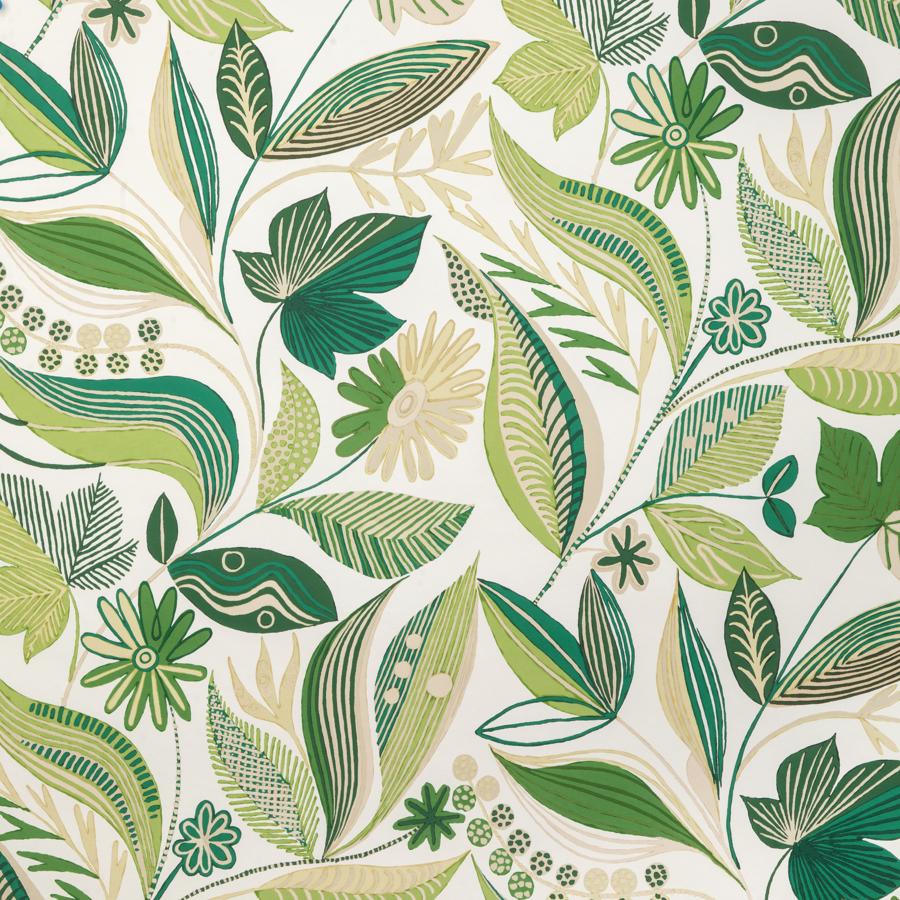 Sample - P8024113-33 | Carlsten, Green Floral - Brunschwig & Fils Wallpaper - P8024113.33.0