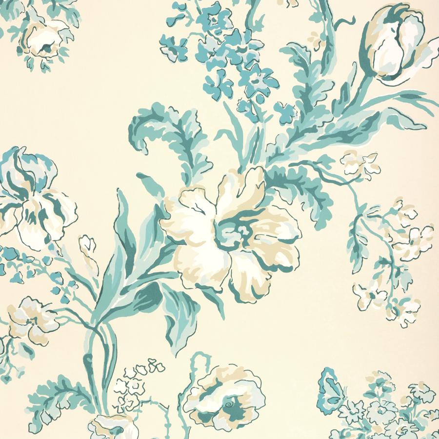 Purchase P8025106-13 Maintenon, Aqua Floral - Brunschwig & Fils Wallpaper - P8025106.13.0