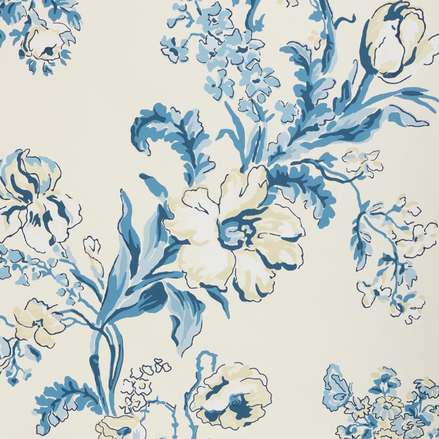 Purchase P8025106-55 Maintenon, Blue Floral - Brunschwig & Fils Wallpaper - P8025106.55.0
