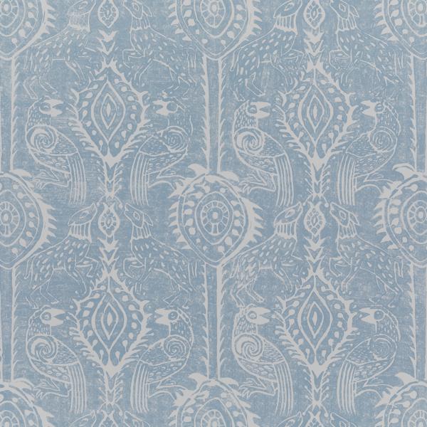 Sample - Pbfc-3500-15 | Beasties, Blue Animals - Lee Jofa Wallpaper - Pbfc-3500.15.0