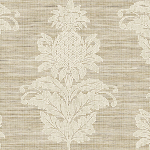 Purchase PS40706 Palm Springs, Pineapple Grove Brown Damask by Kenneth James Wallpaper