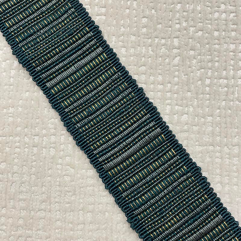 Sample 9348 Reese Tape Emerald, Aqua/Teal, Metallic by Magnolia Fabric