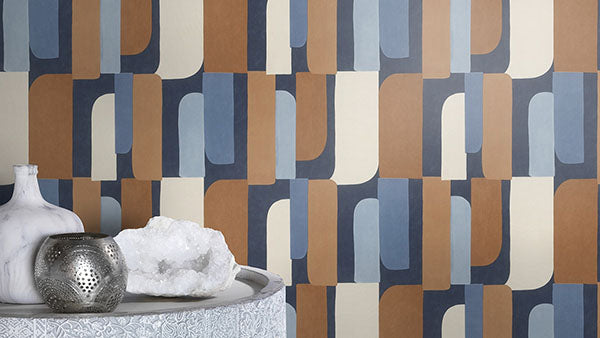 Purchase RH330519 Brewster Wallpaper, Derain Blue Geometric - Rasch12