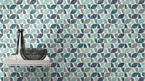 Purchase RH519839 Brewster Wallpaper, Dorwin Blue Geometric - Rasch12